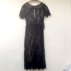 Lace romantic black sheer dress